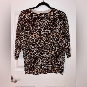 Talbots Animal Print Pure Merino Wool Sweater XP